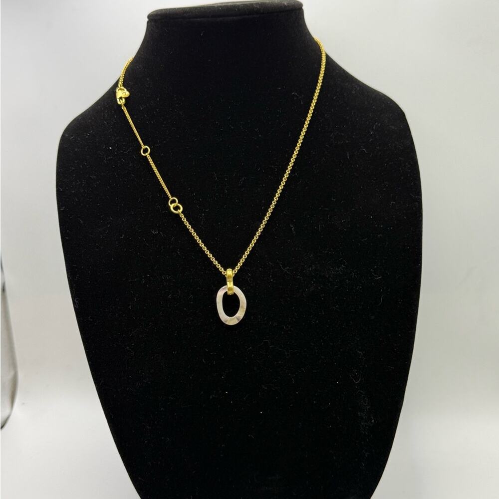 Madewell Gold Tone Natural Colored Oval Pendant Necklace - Picture 1 of 6